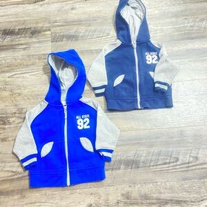 2 Vintage Athletic Works Blue and Gray Zip-Up Hoodie with Sporty Design